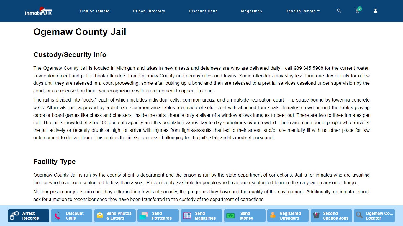 Ogemaw County Jail - InmateAid